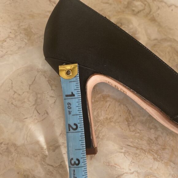 Benjamin Adams London Black Satin & Swarovski Crystals Peep Toe Evening Heels - Picture 15 of 16